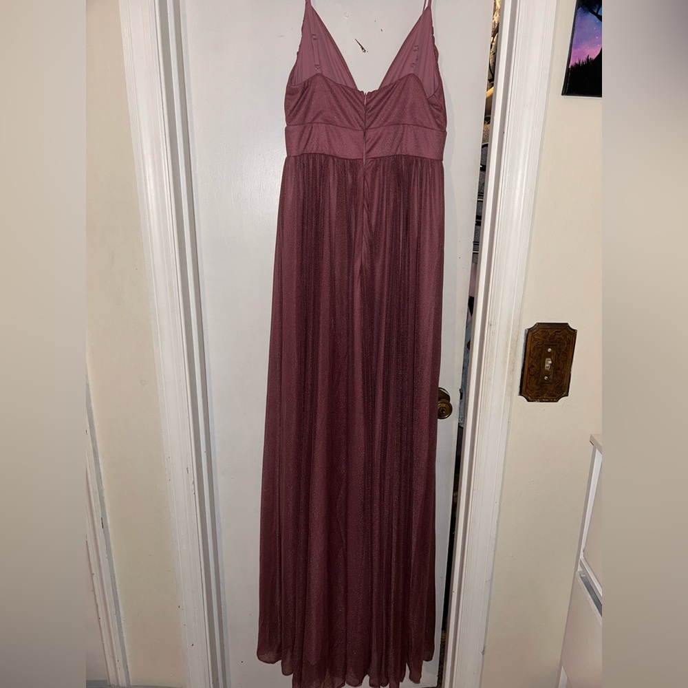 Pink Ruched Maxi Gown with Spaghetti Straps for Prom - Picture 6 of 6